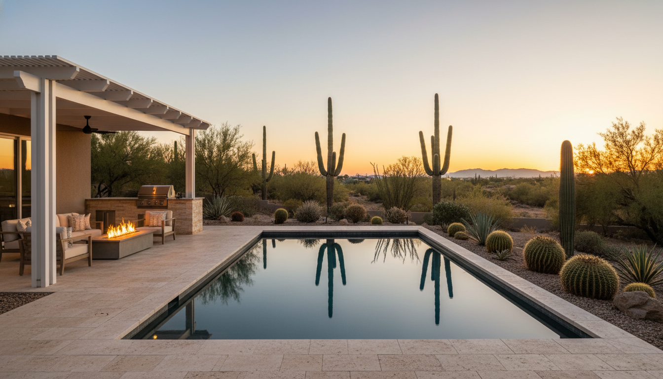 Luxury Arizona estate backyard with pool and pergola